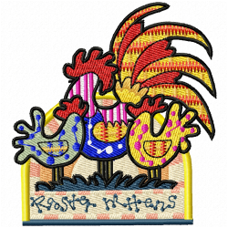 Chickens And Roosters Embroidery Design 8